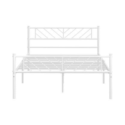 Metal Bed Frame Double Metal Base Mattress Platform White