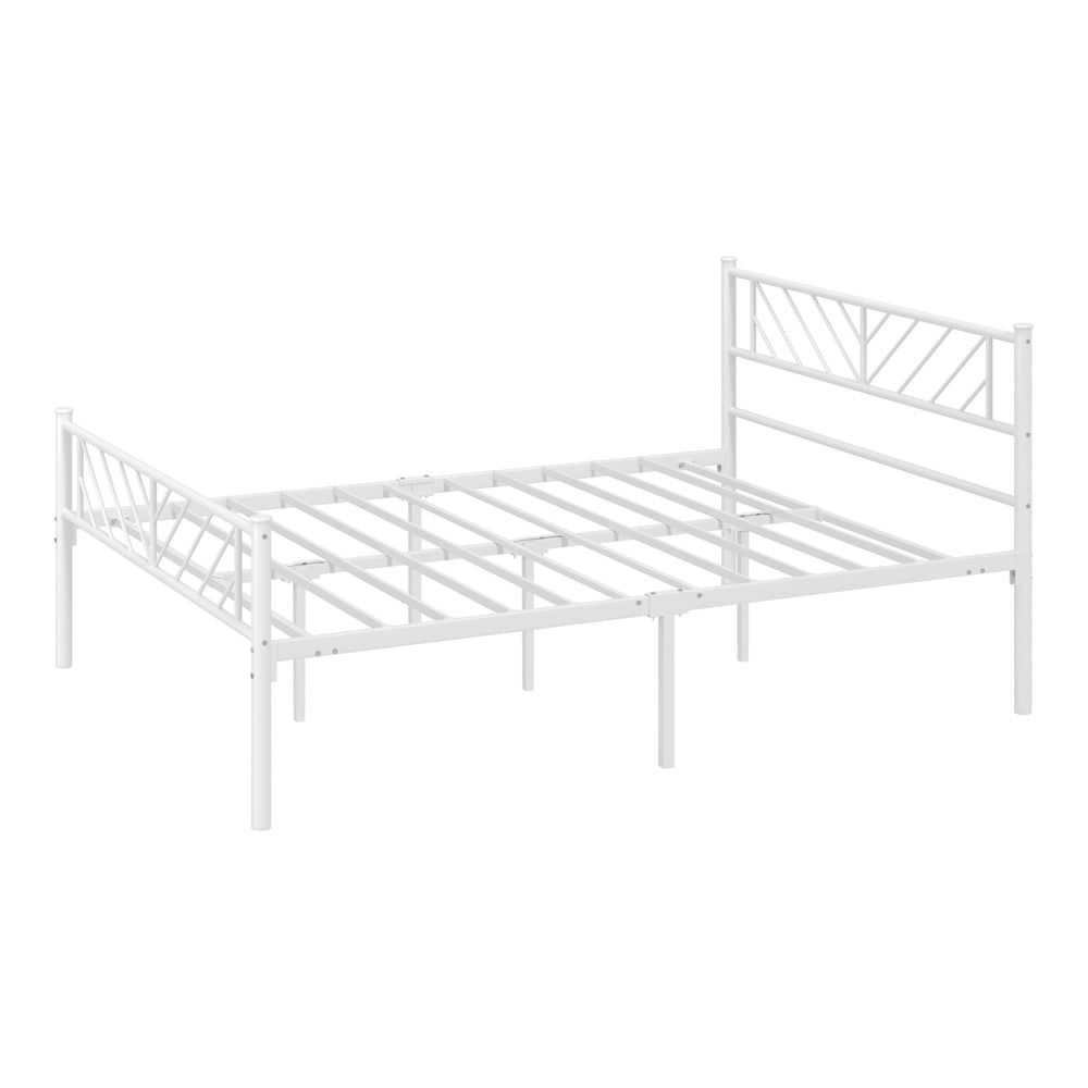 Metal Bed Frame Double Metal Base Mattress Platform White