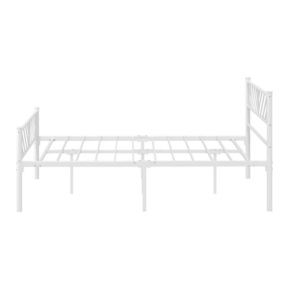 Metal Bed Frame Double Metal Base Mattress Platform White