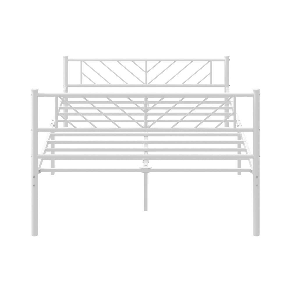 Metal Bed Frame Double Metal Base Mattress Platform White