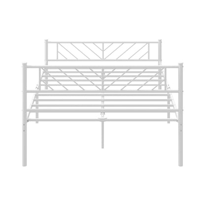 Metal Bed Frame Double Metal Base Mattress Platform White