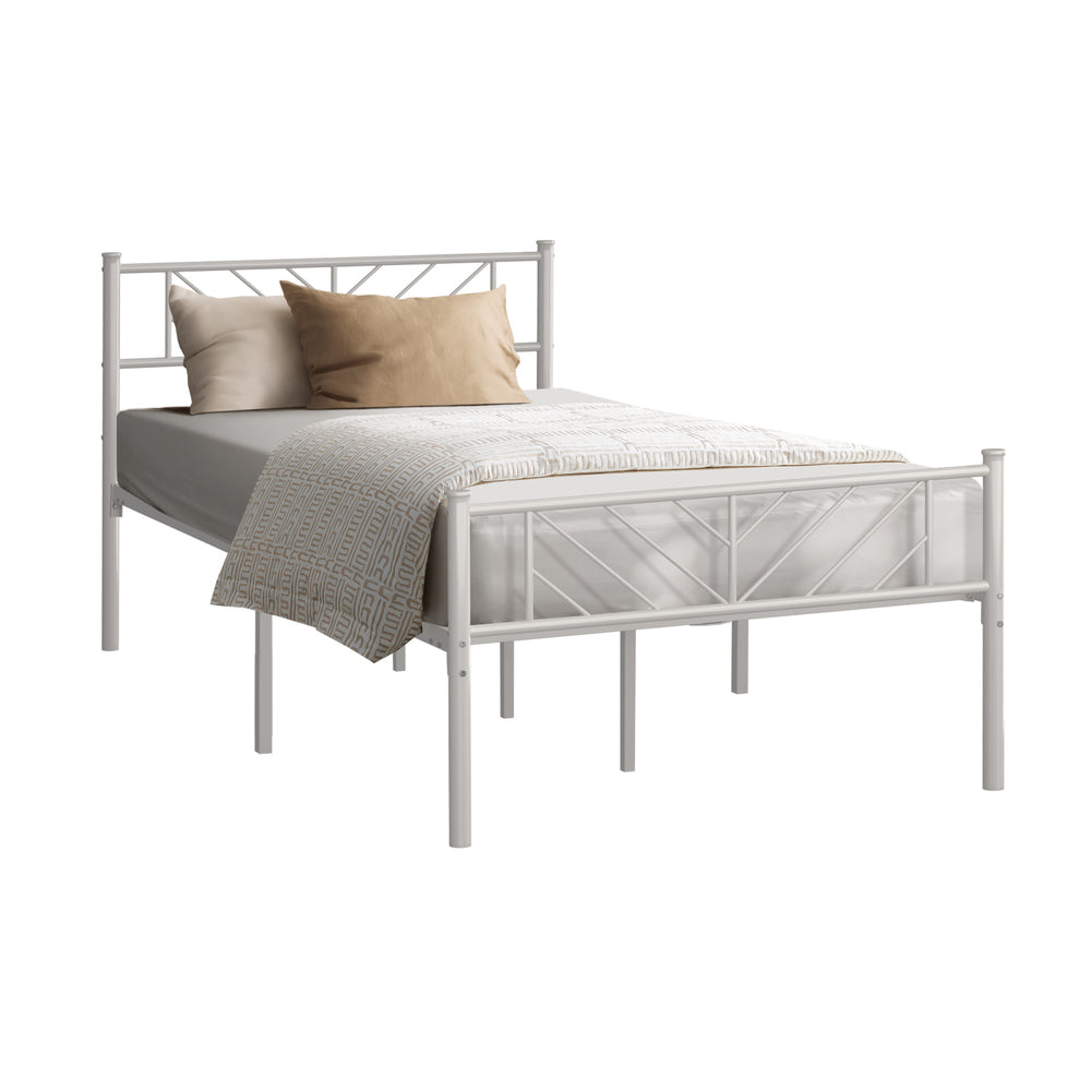 Metal Bed Frame King Single Metal Base Platform White