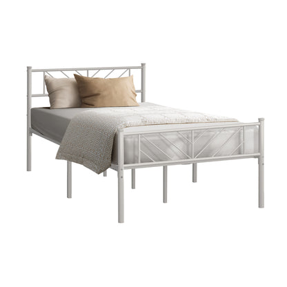 Metal Bed Frame King Single Metal Base Platform White