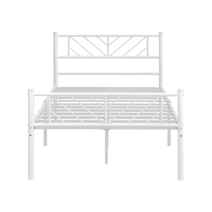 Metal Bed Frame King Single Metal Base Platform White