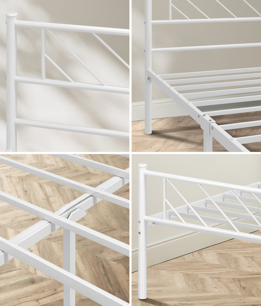 Metal Bed Frame King Single Metal Base Platform White