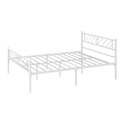 Metal Bed Frame Queen Size Metal Base Mattress Platform White