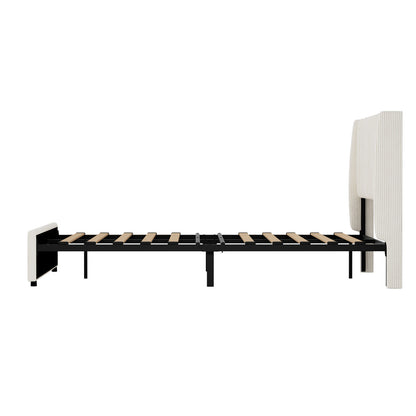 Double Bed Frame With LED Storage 202x144x102cm