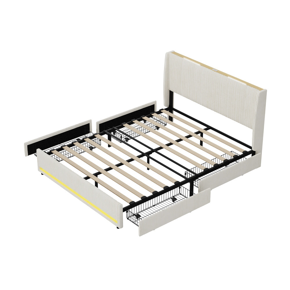 Queen Size Led Bed Frame 217x159x102cm