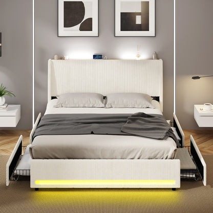 Queen Size Led Bed Frame 217x159x102cm