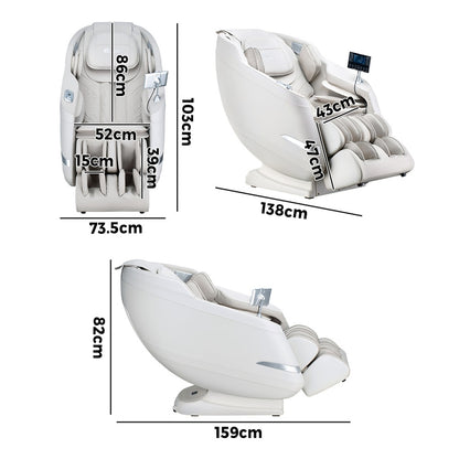 4D Massage Chair Electric Recliner SL Track Heated Beige