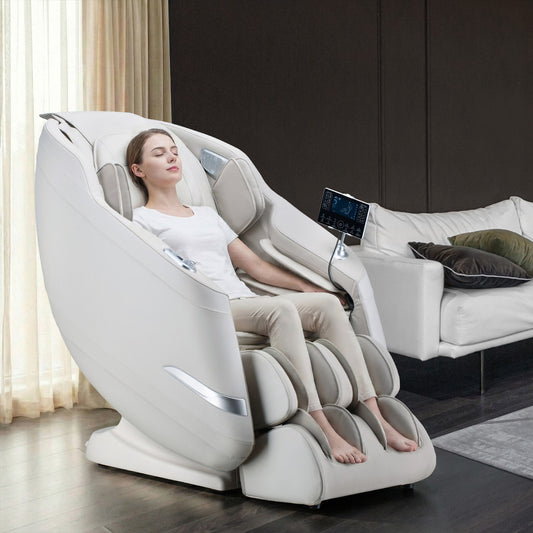 4D Massage Chair Electric Recliner SL Track Heated Beige