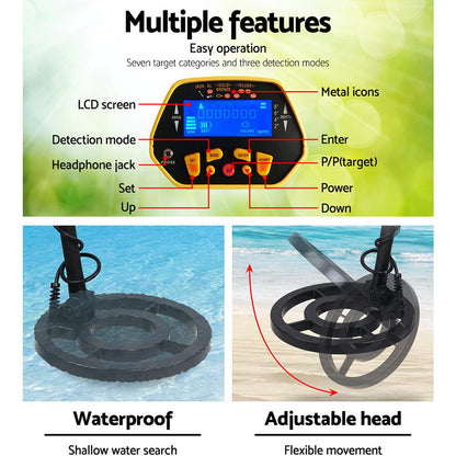 180Mm Deep Waterproof Treasure Hunter Metal Detector Yellow