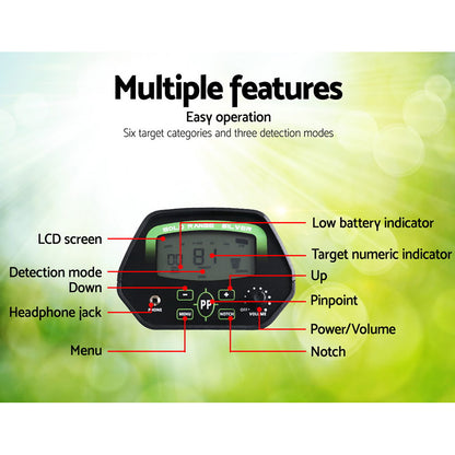 220Mm Deep Waterproof Treasure Hunter Metal Detector With Shovel