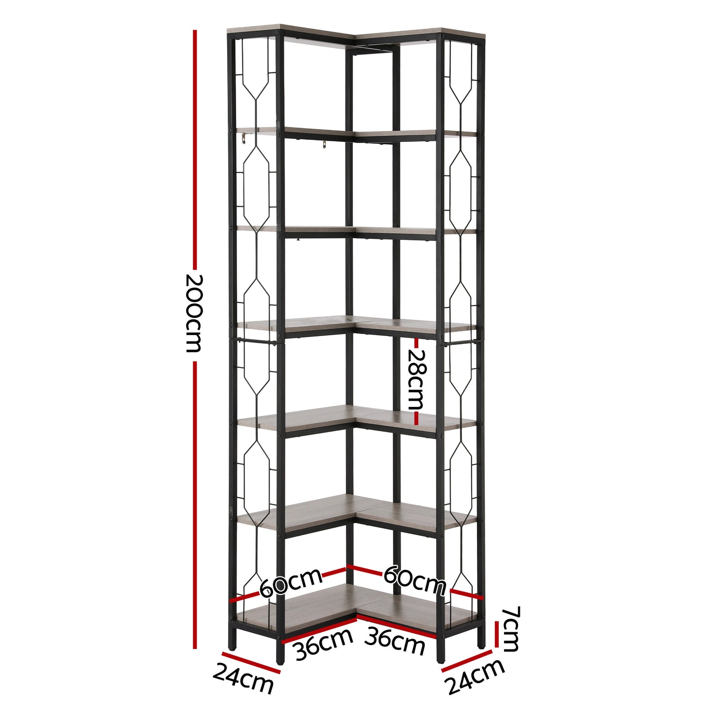 6-Tier Corner Bookshelf Oak Display Unit | HomeAndLiving - 3