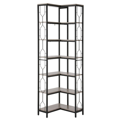 6-Tier Corner Bookshelf Oak Display Unit | HomeAndLiving - 9