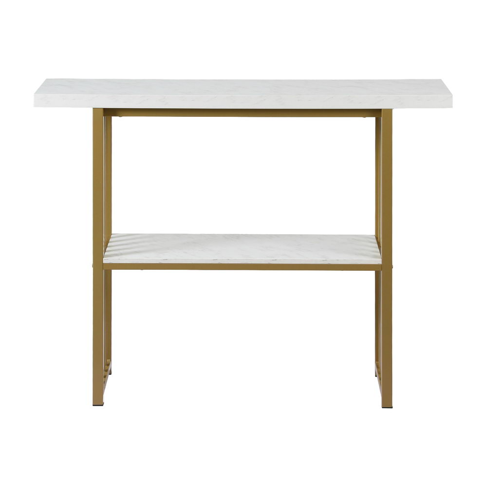 Modern White and Gold Marble Console Table Hallway Entryway Storage