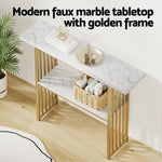 Modern White and Gold Marble Console Table Hallway Entryway Storage