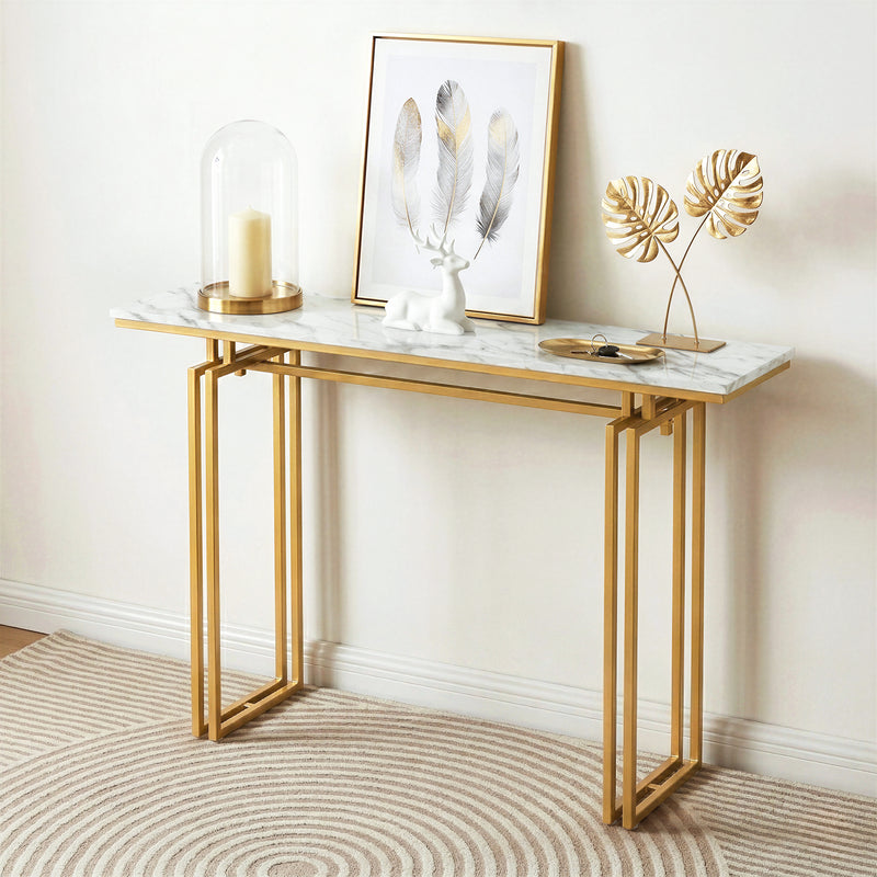 Marble Console Table White Gold 110cm | HomeAndLiving