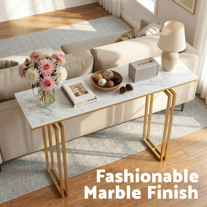 Marble Console Table White Gold 110cm | HomeAndLiving - 6