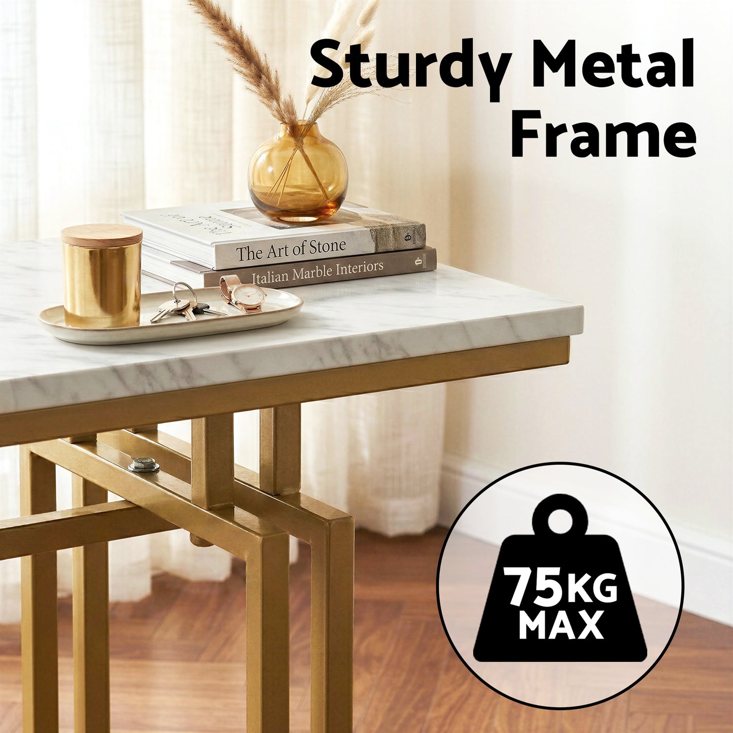 Marble Console Table White Gold 110cm | HomeAndLiving - 7