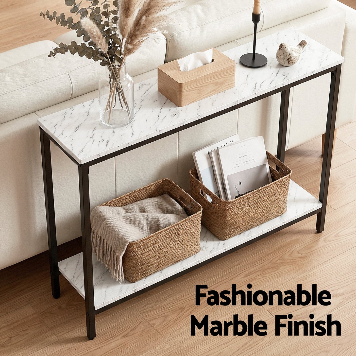 Marble Effect Console Table Hallway Entryway | Home & Living - 6