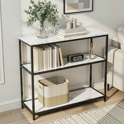 Marble Console Table 3-Tier 90cm White | HomeAndLiving