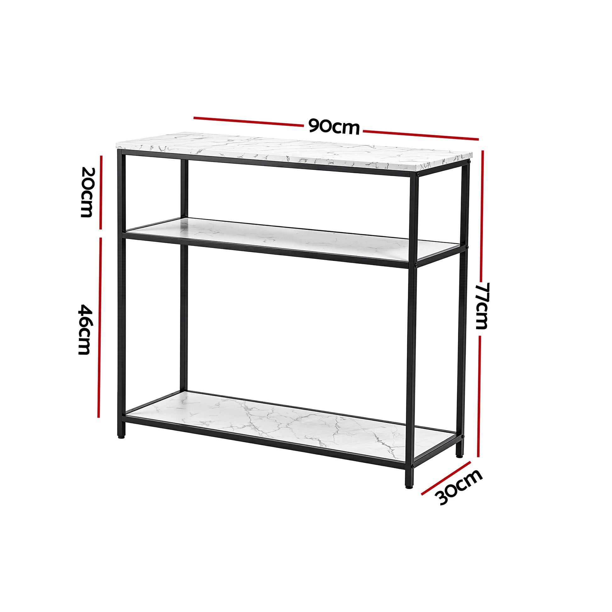 Marble Console Table 3-Tier 90cm White | HomeAndLiving - 3