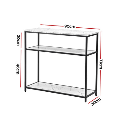Marble Console Table 3-Tier 90cm White | HomeAndLiving - 3