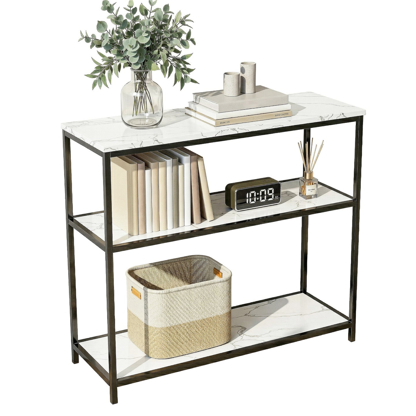 Marble Console Table 3-Tier 90cm White | HomeAndLiving - 4