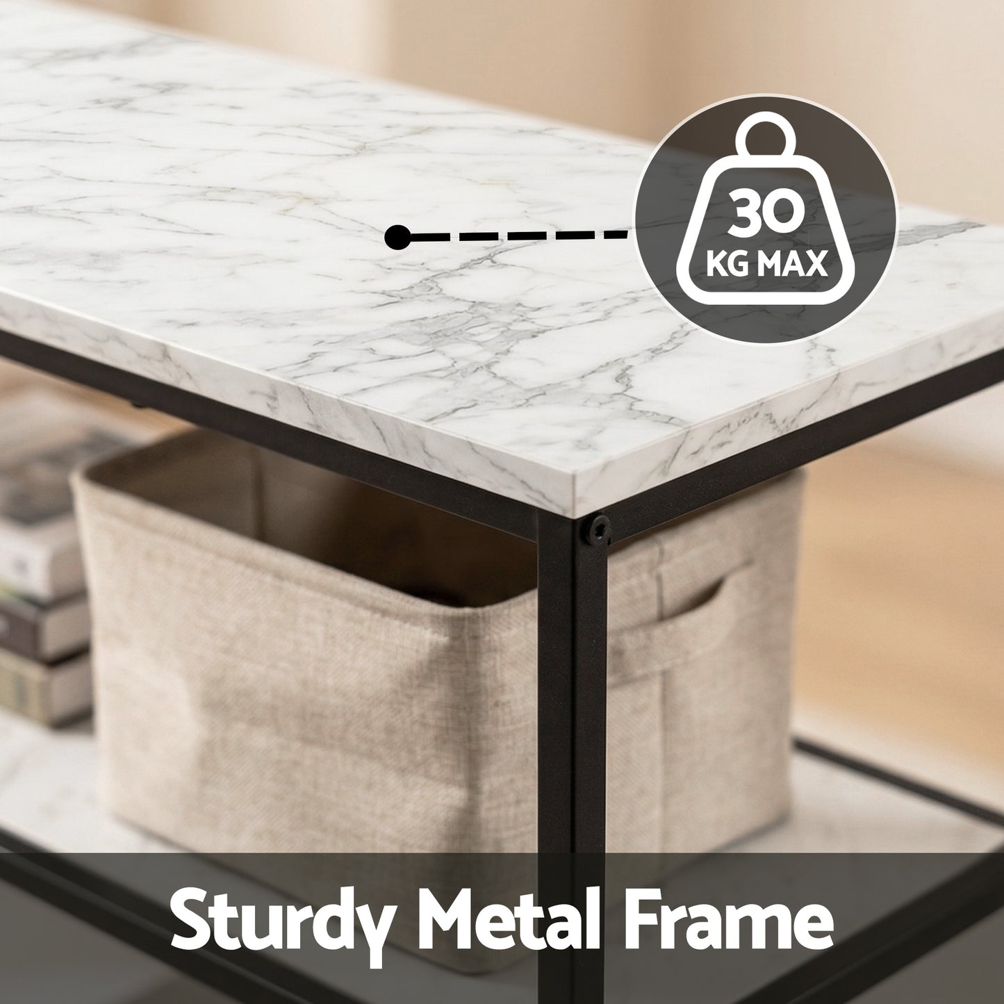 Marble Console Table 3-Tier 90cm White | HomeAndLiving - 7