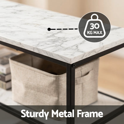 Marble Console Table 3-Tier 90cm White | HomeAndLiving - 7