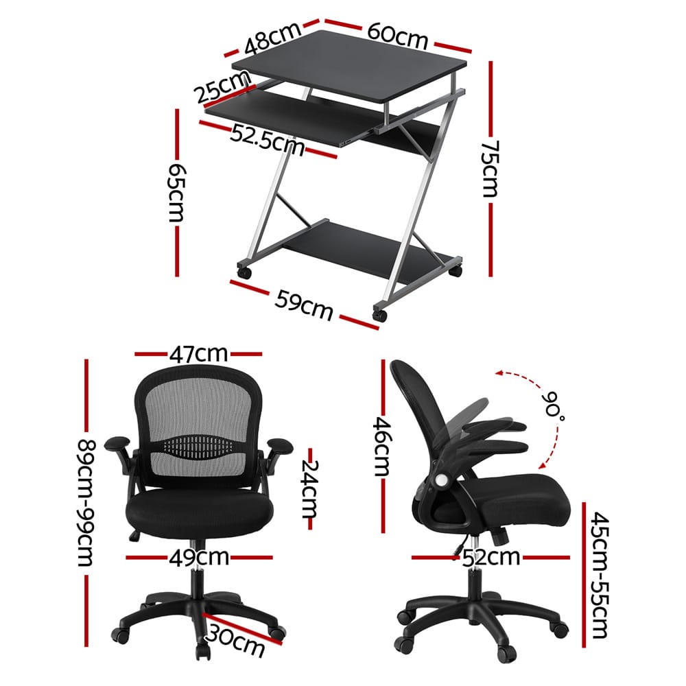 Computer Desk Mesh Chair Set 60x48x75cm