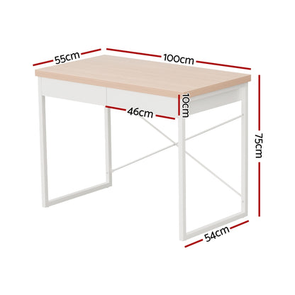 Computer Desk Drawer Storage Oak 100Cm