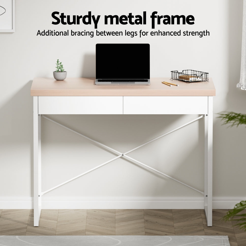 Computer Desk Drawer Storage Oak 100Cm