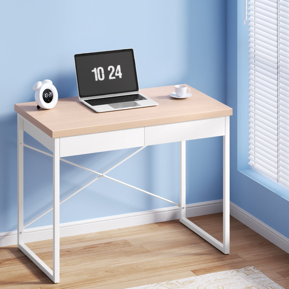 Computer Desk Drawer Storage Oak 100Cm