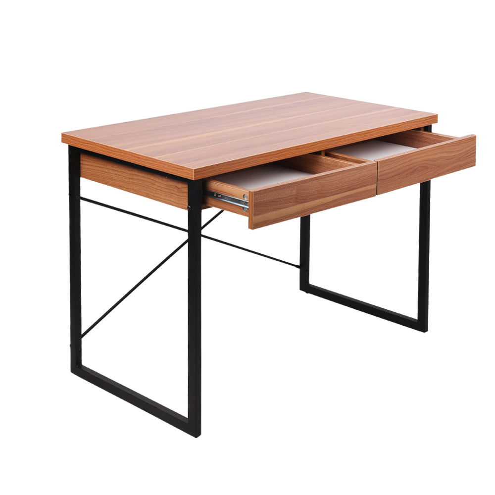 Computer Desk Drawer Storage Walnut 100Cm