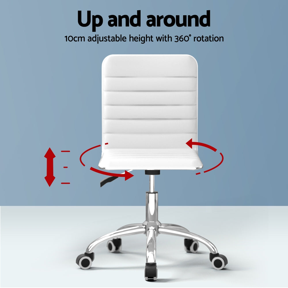 Computer Desk 120cm Executive Office Chairs Set PU Leather Low Back White