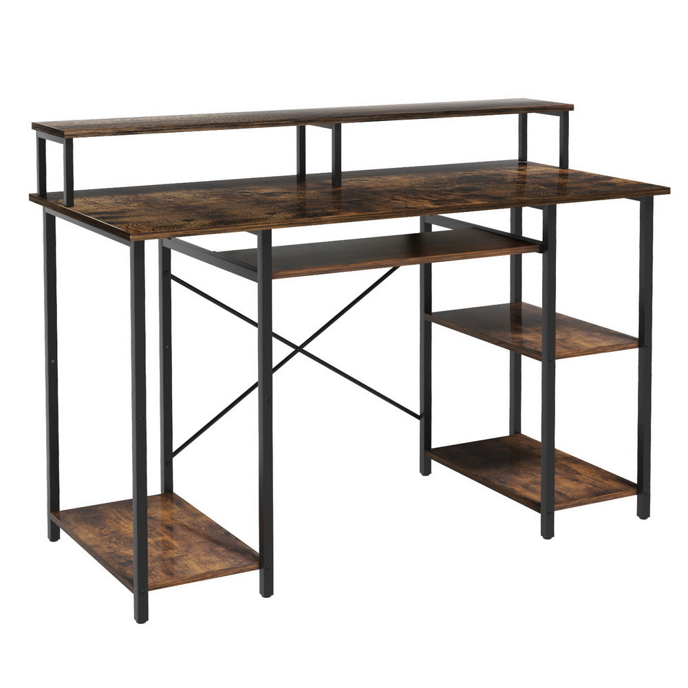 Computer Desk Laptop Desks Home Office Study Table Open Shelf Brown 120CM