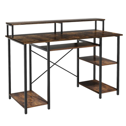 Computer Desk Laptop Desks Home Office Study Table Open Shelf Brown 120CM