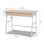 Metal Desk with Drawer - White with Oak Top