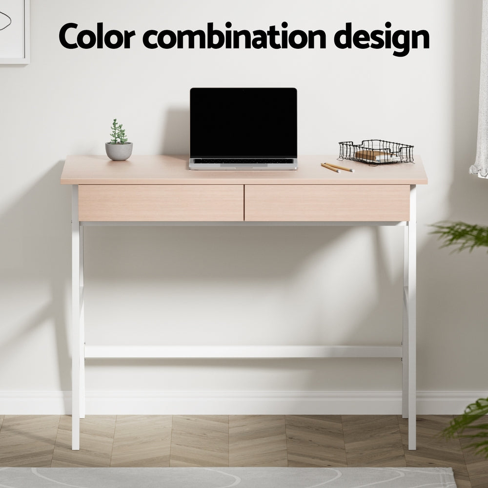 Computer Desk Drawer Cabinet Oak 100Cm