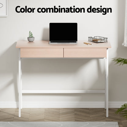 Computer Desk Drawer Cabinet Oak 100Cm