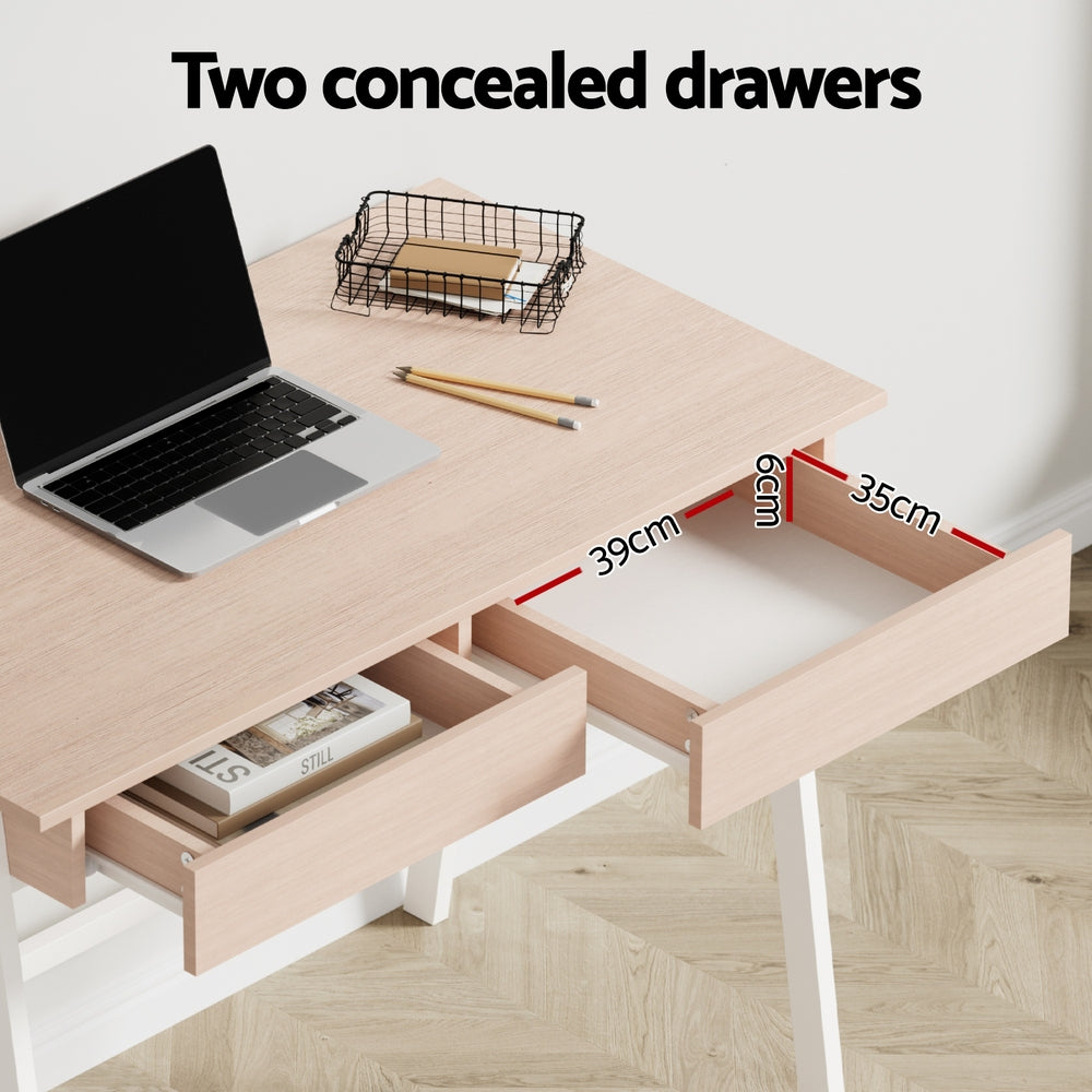 Computer Desk Drawer Cabinet Oak 100Cm