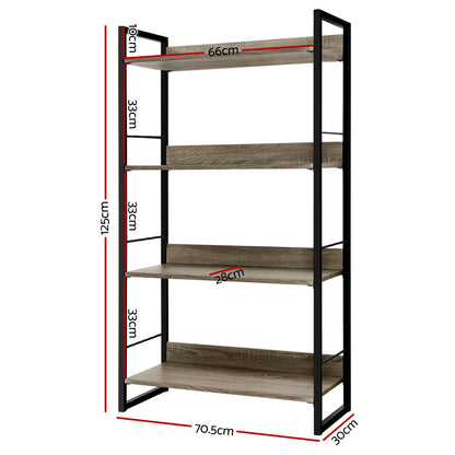 Bookshelf 4 Tiers - Noe Black And Oak