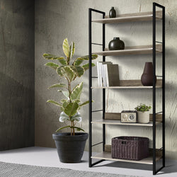 Bookshelf 5 Tiers - Noe Black And Oak