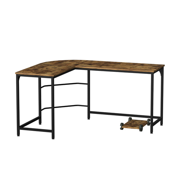  Computer Desk L-Shape CPU Stand Brown 147CM