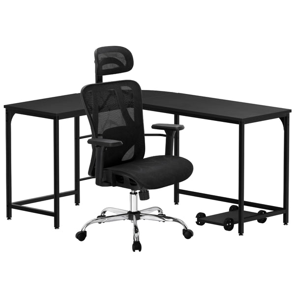  Computer Desk L-Shape Corner Desks Ergonomic Office Chair Mesh Chairs