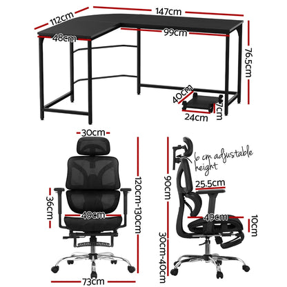 Computer Desk L-Shape Study Desks Ergonomic Office Chair Mesh Chairs