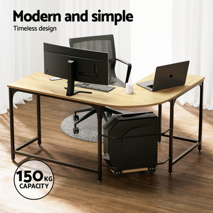 Computer Desk L-Shape Cpu Stand Oak 147Cm
