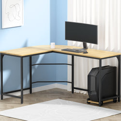 Computer Desk L-Shape Cpu Stand Oak 147Cm